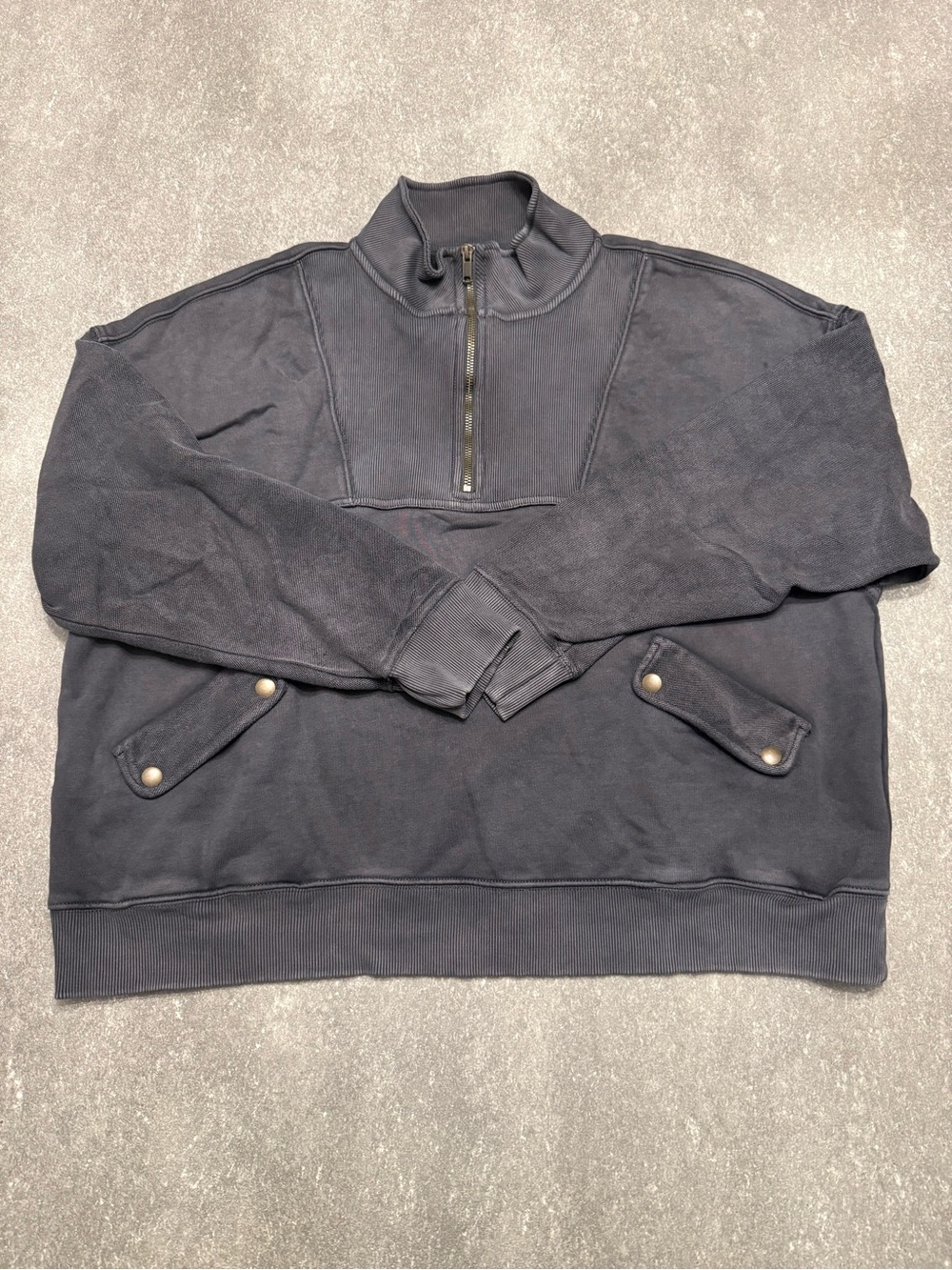 EUC Aerie Women’s Oversized 1/2 Zip Pullover Washed Black Size M